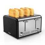 4 Slice Toaster,Famistar Best Rated Prime Toasters Extra Wide Slots Stainless Steel Toaster（6 Bread Shade Settings, Defrost/Reheat/Cancel Function,Removable Crumb Tray, 1650W)