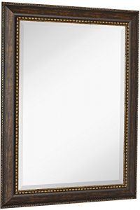 NEW Large Embellished Transitional Rectangle Wall Mirror | Luxury Designer Accented Frame | Solid Beveled Glass| Made In USA | Vanity, Bedroom, or Bathroom | Hangs Horizontal or Vertical 30" x 40"
