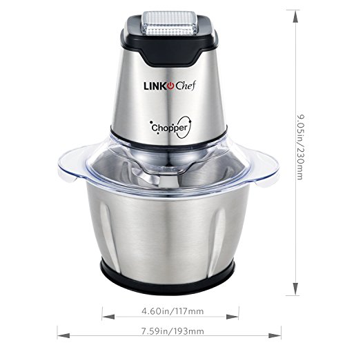 Mini Food Chopper LINKChef Food Processor Onion Vegetable Mini Meals Chopper LINKChef Meals Processor Onion Vegetable Garlic Chopper Electrical four bi-level blades 1.2L Strong Stainless Metal Bowl with 500ml Meals Capability Silver/ Black(FC-5125)- three Yr Guarantee (Silver and black).