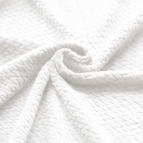 Kingole Flannel Fleece Luxury Throw Blanket Kingole Flannel Fleece Luxurious Throw Blanket, Cream White Queen Measurement Jacquard Weave Sample Cozy Sofa/Mattress Tremendous Smooth and Heat Plush Microfiber 350GSM (90 x 90 inches).