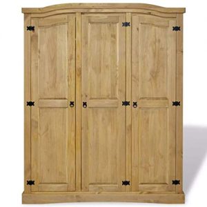 Nishore Wood Armoire Wardrobe, Large Bedroom Closet Wardrobe Mexican Pine Corona Range 3 Doors