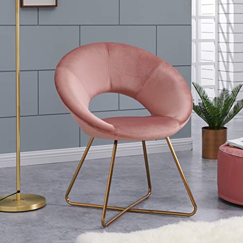 Contemporary Modern Velvet Chairs Single Sofa Comfy Upholstered Arm Accent Chair Living Room Bedroom Furniture Pink 1pcs
