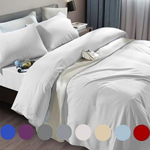 SONORO KATE Bed Sheet Set Super Soft Microfiber 1800 Thread Count Luxury Egyptian Sheets Fit 18-24 Inch Deep Pocket Mattress Wrinkle and Hypoallergenic-6 Piece (White, Queen)