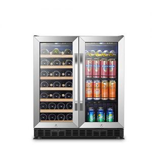 Lanbo 30 Inch Built-in Dual Zone Wine and Beverage Cooler, 33 Bottle and 70 Can