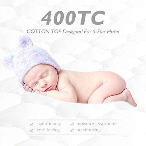 HARNY Mattress Pad Cover Queen Size HARNY Mattress Pad Cowl Queen Dimension 400TC Cotton Pillow High Cooling Breathable Mattress Topper Quilted Fitted with 8-21" Deep Pocket.
