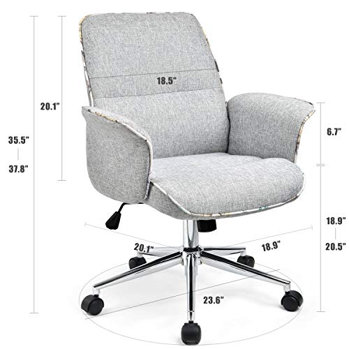 Home Office Desk Chair ComHoma, Modern Fabric Upholstered Classic ComHoma Dwelling Workplace Desk Chair Trendy Material Upholstered Traditional Adjustable Mid-Again Ergonomic Govt Convention Chair Grey,BIFMA Licensed.