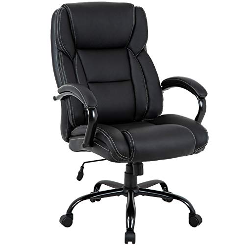 Big and Tall Office Chair 500lbs Desk Chair Ergonomic Computer Chair High Back PU Executive Chair with Lumbar Support Headrest Swivel Chair for Women Men Adults,Black