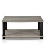 FURINNO Turn-N-Tube No Tools 2-Tier Elevated TV Stand, French Oak Grey/Black