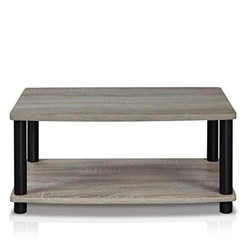 FURINNO Turn-N-Tube No Tools 2-Tier Elevated TV Stand, French Oak Grey/Black
