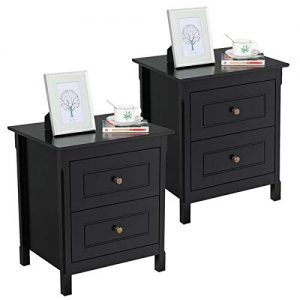 YAHEETECH Bedside Table Nightstand with 2 Storage Drawers - End Side Tables Coffee Table for Bedroom, Set of 2
