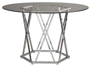 Signature Design By Ashley - Madanere Round Dining Room Table - Contemporary Style - Glass Top/Chrome Finish