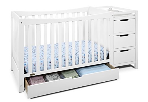 Graco Remi 4-in-1 Convertible Crib and Changer, White, Easily Converts to Toddler Bed Day Bed or Full Bed, Three Position Adjustable Height Mattress, Some Assembly Required (Mattress Not Included)