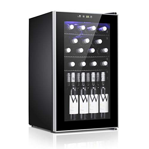 24 Bottle Wine Cooler - Quiet Operation Compressor Wine Cellar Freestanding Counter Top Wine Chiller- Cabinet Refrigerator and Touch Panel Digital Temperature Display