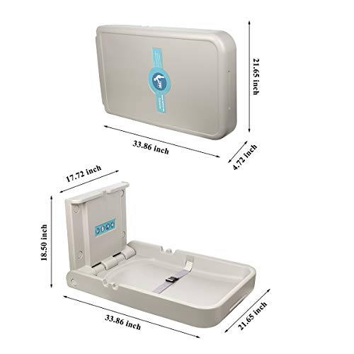 Modundry Baby Changing Diaper Station - Vertical Wall Mounted Modundry Child Altering Diaper Station - Vertical Wall Mounted, Sturdy and Sturdy- with Security Straps for Business Restrooms(White Granite).