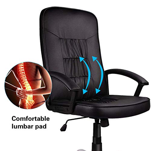 ORVEAY Office Ergonomic Office Chair Executive Bonded Leather Computer Chair ORVEAY Workplace Ergonomic Workplace Chair Govt Bonded Leather-based Laptop Chair, Black.