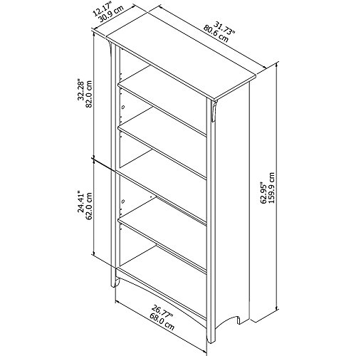 Bush Furniture Salinas 5 Shelf Bookcase in Cape Cod Gray Bundle Dimensions: 31.7 x 12.2 x 63.zero inches