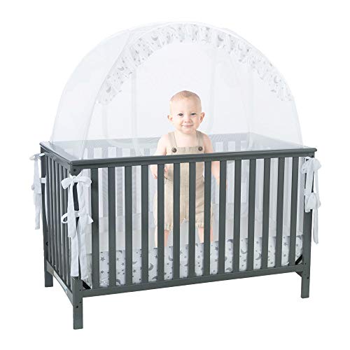 Pro Baby Safety Pop up Crib Tent: Premium Baby Bed Canopy Netting Cover - See Through Mesh Nursery Mosquito Net - Stylish and Sturdy Unisex Infant Crib Tent Net - Protect Your Baby from Falls or Bites