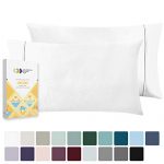 400 Thread Count 100% Cotton Pillow Cases, Pure White Standard Pillowcase Set of 2, Long-Staple Combed Pure Natural Cotton Pillows for Sleeping, Soft & Silky Sateen Weave Bed Pillow Covers