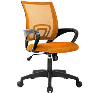 Home Office Chair Ergonomic Desk Chair Mesh Computer Chair with Lumbar Support Armrest Executive Rolling Swivel Adjustable Mid Back Task Chair for Women Adults (Orange)