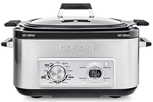 COSORI Slow Cooker 11-in-1 Programmable Multi-Cooker Pot 6-Quart,Delay Timer&Auto-iQ Recipes,Rice Cooker,Brown,Saute,Boil,Steamer,Yogurt Maker,Auto-Warmer,86°F-400°F,UL Listed/FDA Compliant