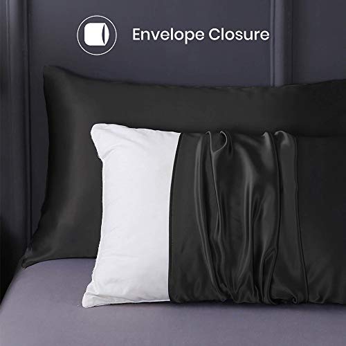 LilySilk 2pc Silk Pillowcase Set Standard Luxury Both LilySilk 2pc Silk Pillowcase Set Customary Luxurious Each Sides Actual 19 Momme Mulberry Charmeuse Black Customary.