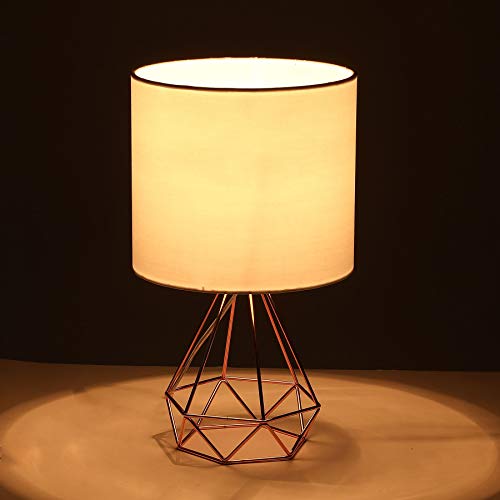 CO-Z Modern Table Lamps for Living Room Bedroom Set CO-Z Fashionable Desk Lamps for Residing Room Bed room Set of two, Rose Gold Desk Lamp with Hollowed Out Base and White Cloth Shade, 16 Inches Bedside Lamps for Nightstand Accent. (Pink).