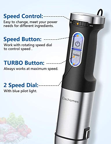 Elechomes 4-in-1 Hand Immersion Blender with 800W Powerful Motor Elechomes 4-in-1 Hand Immersion Blender with 800W Highly effective Motor, 304 Stainless Metal Stick Blender, Wealthy Equipment embrace Massive 800ml Mixing Beaker and Egg Whisk, 500ml Meals Chopper, Ergonomically Entrance Deal with for Straightforward Use &amp; Pace Management, BPA-Free.