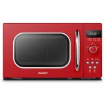 COMFEE' Retro Countertop Microwave Oven with Compact Size, Position-Memory Turntable, Sound On/Off Button, Child Safety Lock and ECO Mode, 0.7Cu.ft/700W, Passionate Red, AM720C2RA-R