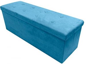 Sorbus Storage Ottoman Bench – Collapsible/Folding Bench Chest with Cover – Perfect Toy and Shoe Chest, Hope Chest, Pouffe Ottoman, Seat, Foot Rest, – Contemporary Faux Suede (Large-Bench, Teal)