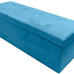 Sorbus Storage Ottoman Bench – Collapsible/Folding Bench Chest with Cover – Perfect Toy and Shoe Chest, Hope Chest, Pouffe Ottoman, Seat, Foot Rest, – Contemporary Faux Suede (Large-Bench, Teal)