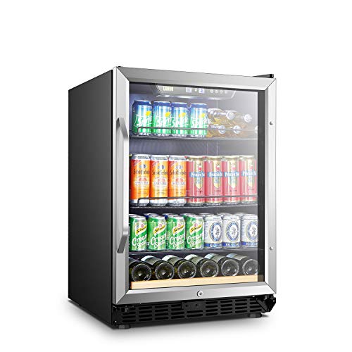 Lanbo Beverage Refrigerator, 110 Cans 6 Bottles Built-in Compressor Drink Cooler