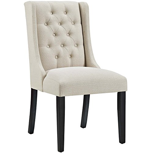 Modway Baronet Modern Tufted Upholstered Fabric Parsons Kitchen and Dining Room Chair in Beige
