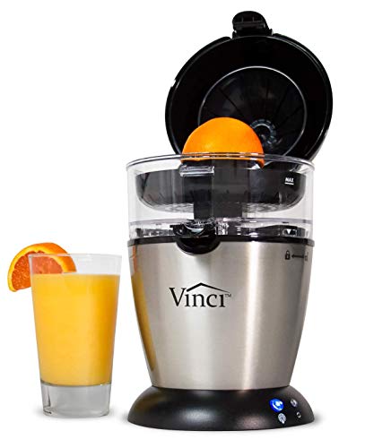 Vinci Hands-Free Electric Citrus Juicer | 1-Button Easy Press Lemon Lime Orange Grapefuit Juice Squeezer Easy to Clean Juicer Machine, Stainless Steel