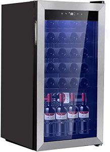 Smad 28 Bottles Freestanding Wine Cellar Compressor Wine Fridge with Digital Temperature Display, Stainless Steel Frame, Black