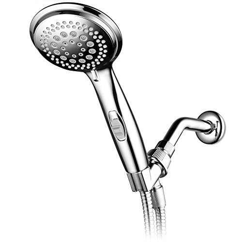 Dream Spa 1459 9-Setting High-Power Ultra-Luxury Handheld Shower Head with Patented ON/OFF Pause Switch and 5-7 foot Stretchable Stainless Steel Hose (Premium Chrome) Use as overhead or handshower