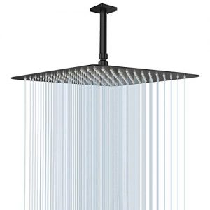 Large Rain Shower Head, NearMoon Luxury Square Stainless Steel Rainfall Showerhead, Waterfall Bath Shower Body Covering, Ceiling or Wall Mount (16 Inch, Oil Rubbed Bronze(Matte Black))