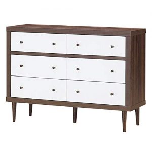 Giantex Drawer Dresser Wooden Chest W/Drawers, Sliding Rail and Stable Frame Antique-Style Free-Standing Chest for The Bedroom, Living Room, Hallway Storage Cabinet Organizer (47” x 15.5” x 34”)