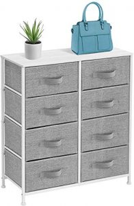 Sorbus Dresser with 8 Drawers - Furniture Storage Chest Tower Unit for Bedroom, Hallway, Closet, Office Organization - Steel Frame, Wood Top, Easy Pull Fabric Bins (White/Gray)