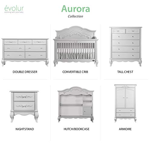 Evolur Aurora 7 Drawer Double Dresser in Akoya Grey Pearl Evolur Aurora 7 Drawer Double Dresser in Akoya Gray Pearl/ Silver Mist.