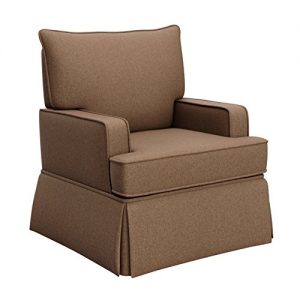 Storkcraft Davenport Upholstered Swivel Glider, Chestnut Cleanable Upholstered Comfort Rocking Nursery Swivel Chair