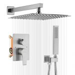 KOJOX 12 Inch Shower System Bathroom Luxury rain shower head with handheld Mixer Shower Faucet Combo Set Wall Mounted Rough-in Valve and Trim Kit Include