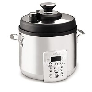 All-Clad 7211002469 CZ720051 Electric Pressure Cooker with Dishwasher safe Nonstick Ceramic Pot and 8 pre-set cooking modes, 6-Quart, Silver