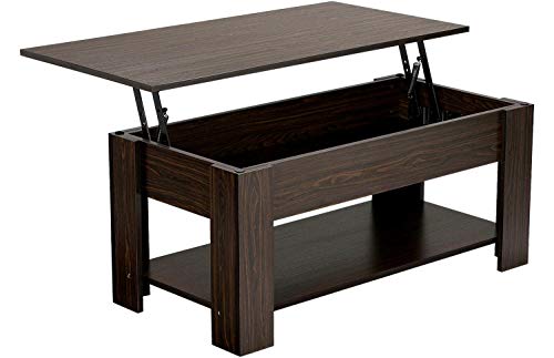 Yaheetech Adjustable Lift Top Coffee Table - with Hidden Storage Compartment for Living Room Espresso