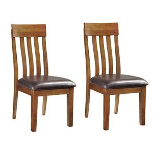 Signature Design by Ashley - Ralene Upholstered Dining Side Chair - Rake Back Style - Set of 2 - Medium Brown