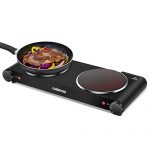 Cusimax Portable Electric Stove, 1800W Infrared Double Burner Heat-up In Seconds, 7 Inch Ceramic Glass Double Hot Plate Cooktop for Dorm Office Home Camp, Compatible w/All Cookware - Upgraded Version