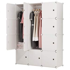 MAGINELS Portable Closet Clothes Wardrobe 14"x18" Depth Bedroom Armoire Modular Storage Organizer with Doors