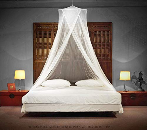 Timbuktoo Mosquito Nets Luxury Mosquito NET - for King to Single Size Beds Quick and Easy Installation System - Unique Internal Loop - 2 Entries - Ripstop Stuff Sack - No Added Chemicals.