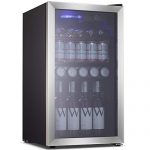 Beverage Refrigerator Cooler Wine Fride,113 Can or 60 Bottles Capacity with Smoky Gray Glass Door for Soda Beer or Wine,Compressor Touch Panel Digital Temperature Display stainless steel(3.2 cu.ft)