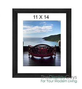 The Display Guys~ Luxury Made Affordable! 11”x14” Tempered Glass Photo Frame in Onyx Walnut Wood Finish Ridge Molding Elegant and Contemporary