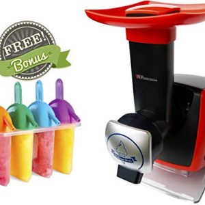 Uber Appliance Sorbet and Frozen yogurt maker machine Automatic frozen soft serve fruit dessert healthy homemade sherbet machine - 4 pc Popsicle molds and recipe book included (Red)